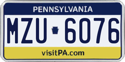 PA license plate MZU6076