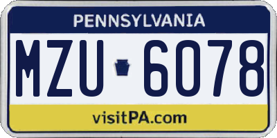 PA license plate MZU6078