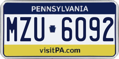 PA license plate MZU6092