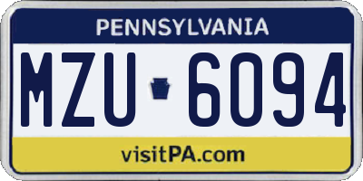 PA license plate MZU6094
