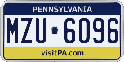 PA license plate MZU6096
