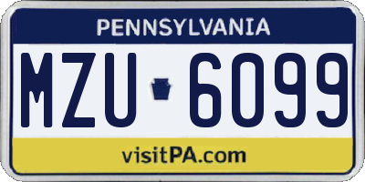 PA license plate MZU6099