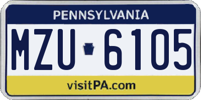 PA license plate MZU6105