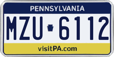 PA license plate MZU6112