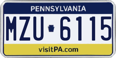 PA license plate MZU6115