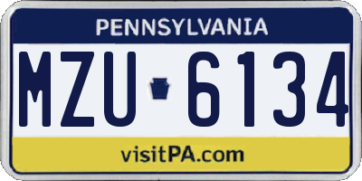PA license plate MZU6134