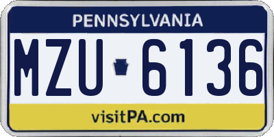 PA license plate MZU6136