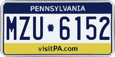 PA license plate MZU6152