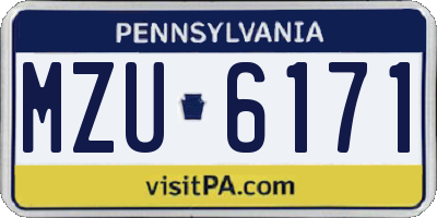 PA license plate MZU6171