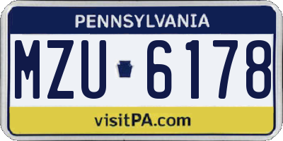 PA license plate MZU6178
