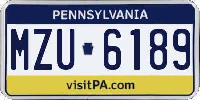 PA license plate MZU6189