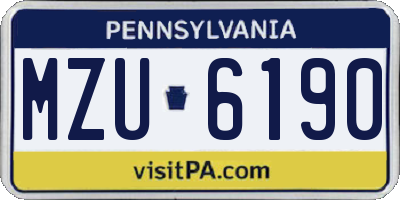 PA license plate MZU6190