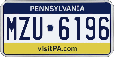 PA license plate MZU6196
