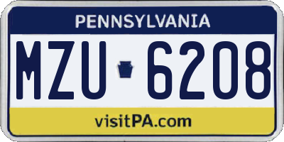 PA license plate MZU6208