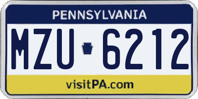 PA license plate MZU6212