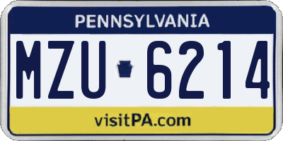 PA license plate MZU6214