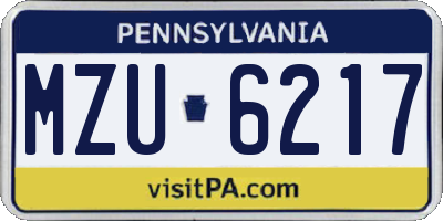 PA license plate MZU6217