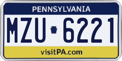 PA license plate MZU6221
