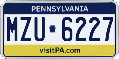 PA license plate MZU6227