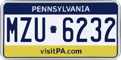 PA license plate MZU6232