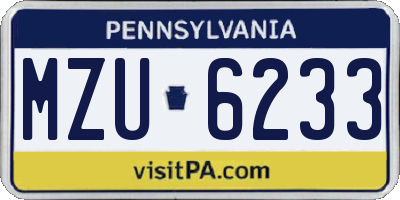 PA license plate MZU6233