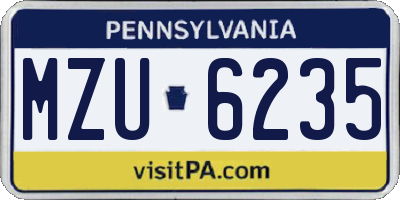 PA license plate MZU6235