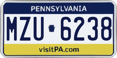 PA license plate MZU6238