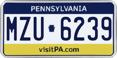 PA license plate MZU6239