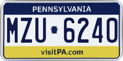 PA license plate MZU6240