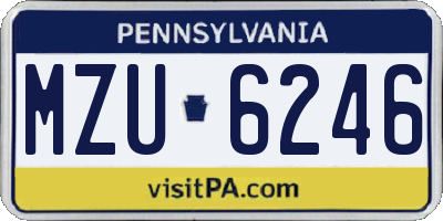 PA license plate MZU6246