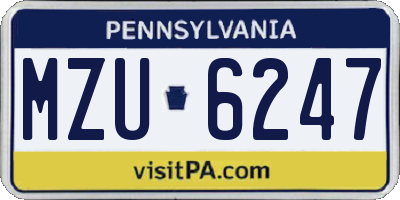 PA license plate MZU6247