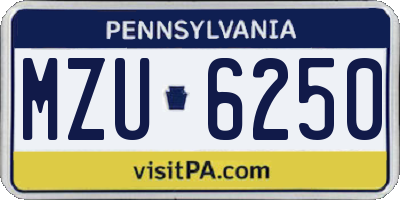 PA license plate MZU6250