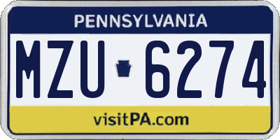 PA license plate MZU6274