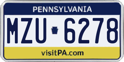 PA license plate MZU6278