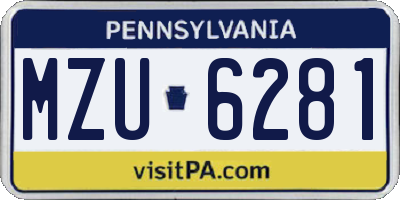 PA license plate MZU6281