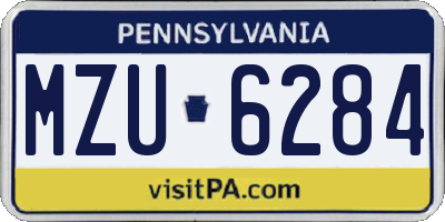 PA license plate MZU6284
