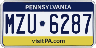 PA license plate MZU6287