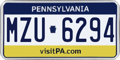 PA license plate MZU6294