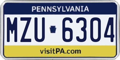 PA license plate MZU6304