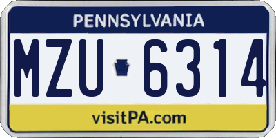 PA license plate MZU6314