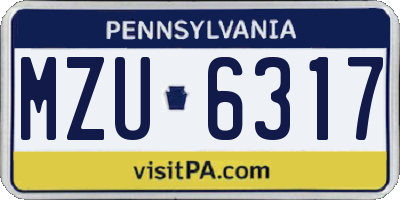 PA license plate MZU6317