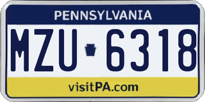 PA license plate MZU6318