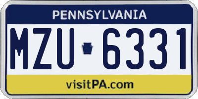 PA license plate MZU6331