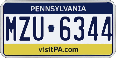 PA license plate MZU6344