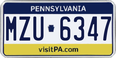 PA license plate MZU6347
