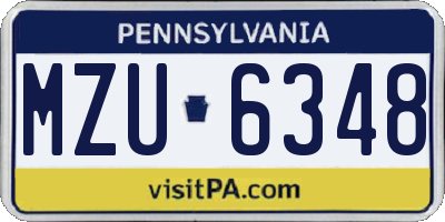 PA license plate MZU6348