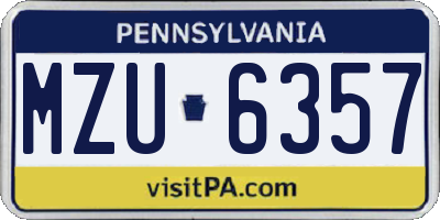 PA license plate MZU6357