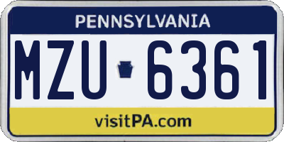 PA license plate MZU6361
