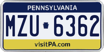 PA license plate MZU6362