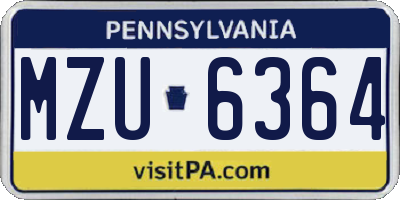 PA license plate MZU6364